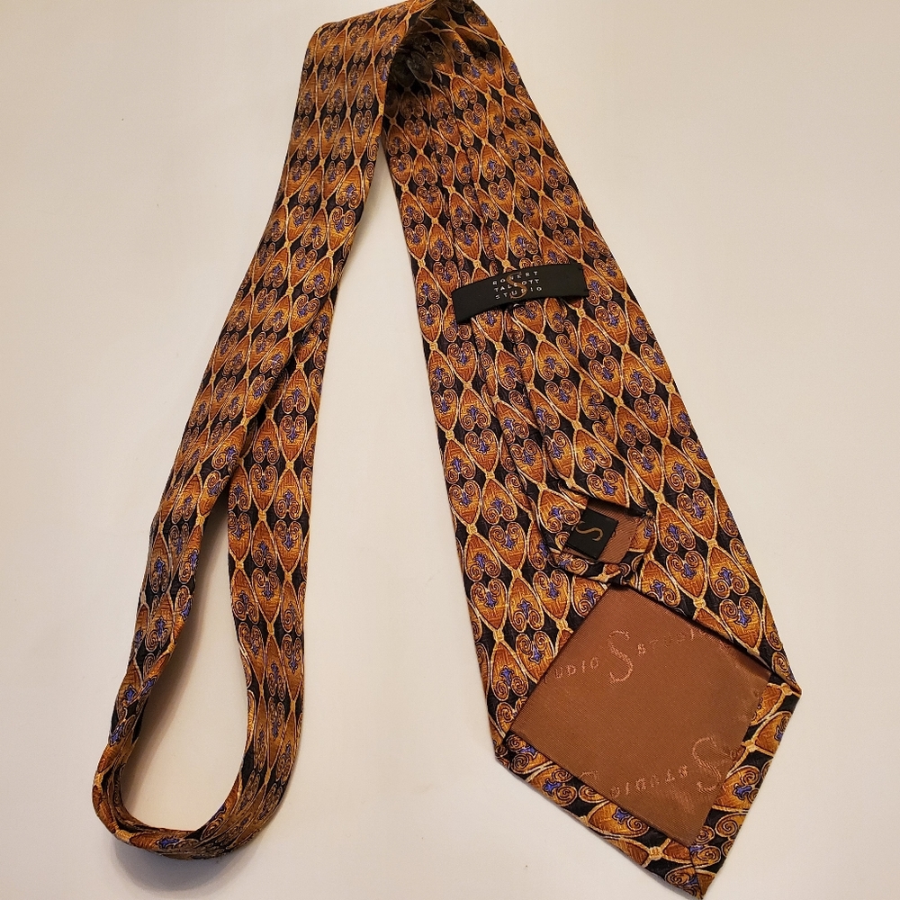 Robert Talbott Studio Necktie Gold Geometric Silk… - image 5